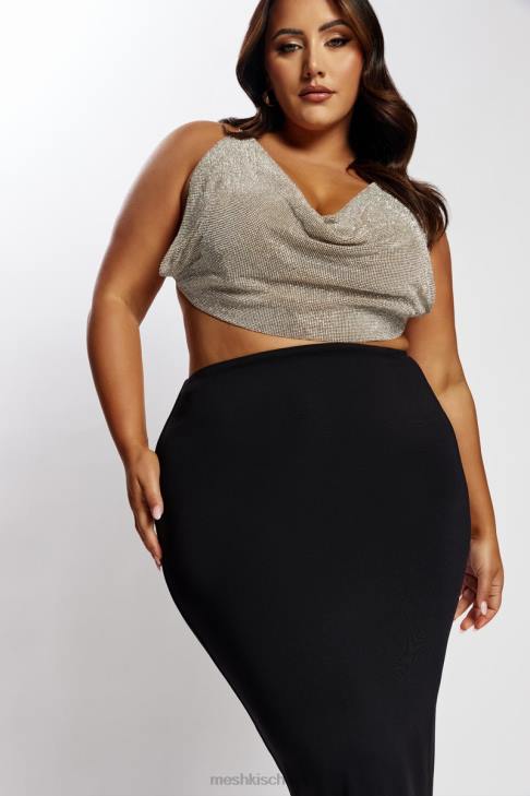 Meshki Shanice Glomesh drapiertes Oberteil Silber Kleidung 060V946