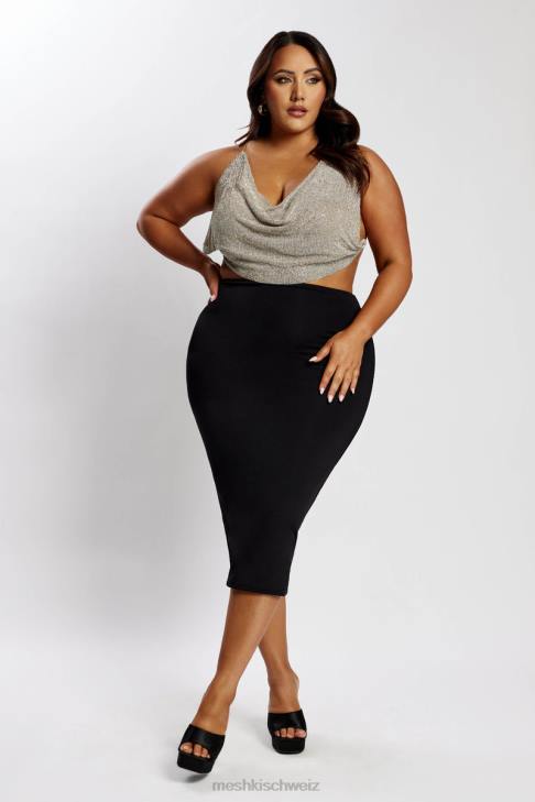 Meshki Shanice Glomesh drapiertes Oberteil Silber Kleidung 060V946