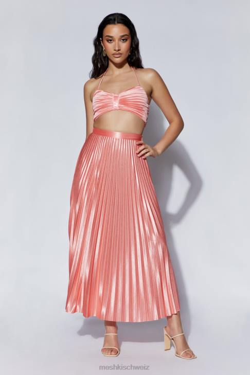 Meshki Shirin plissiertes Neckholder-Top Rosenwasser Kleidung 060V1058