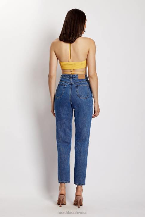 Meshki Stacey gerafftes Neckholder-Oberteil aus Strick Gelb Kleidung 060V984