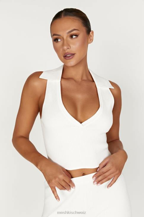 Meshki Strick-Tanktop mit Viola-Kragen Weiß Kleidung 060V929
