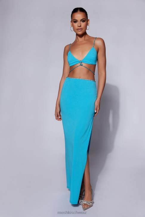 Meshki Sweeney Strass-Bralette-Oberteil Cyan-Blau Kleidung 060V1110