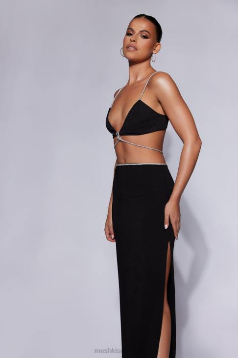 Meshki Sweeney Strass-Bralette-Oberteil Schwarz Kleidung 060V1097