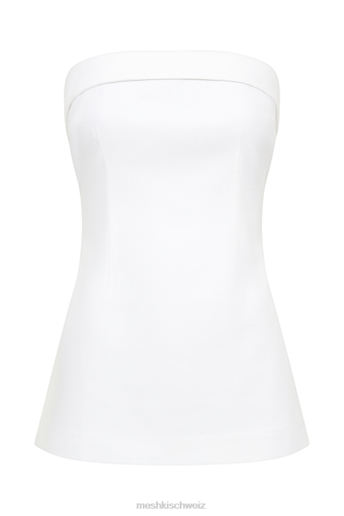 Meshki Trägerloses Top aus Leinen von Aieleen mit Bindeband hinten Weiß Kleidung 060V877