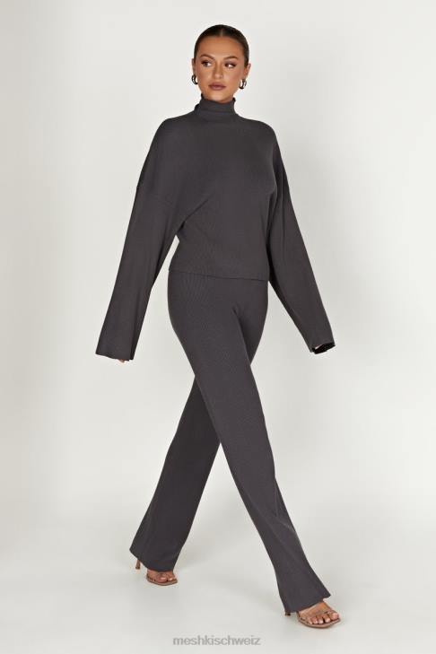 Meshki Winona Rollkragen-Strickoberteil Holzkohle Kleidung 060V905