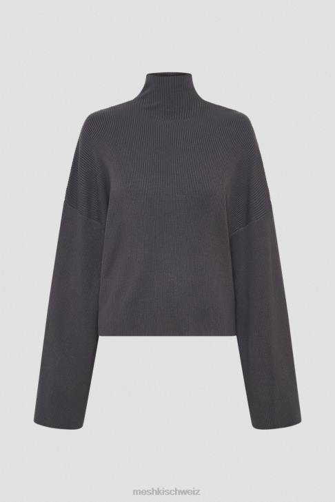 Meshki Winona Rollkragen-Strickoberteil Holzkohle Kleidung 060V905