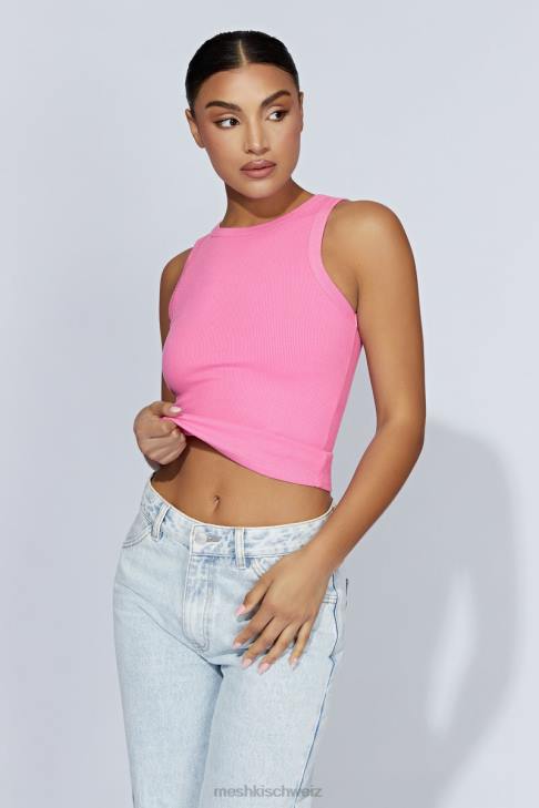 Meshki Zanna geripptes Tanktop Kaugummirosa Kleidung 060V1123