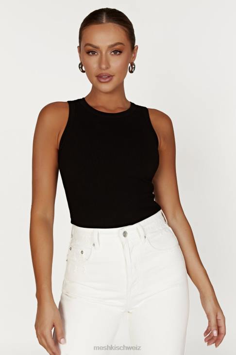Meshki Zanna geripptes Tanktop Schwarz Kleidung 060V908