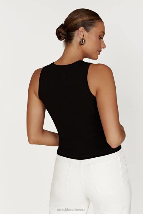 Meshki Zanna geripptes Tanktop Schwarz Kleidung 060V908
