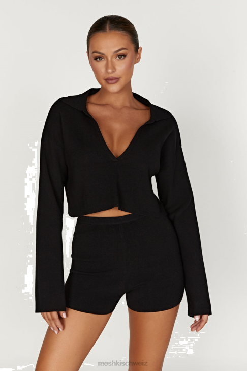 Meshki Lennox-Strickpullover mit Kragen Schwarz Kleidung 060V913