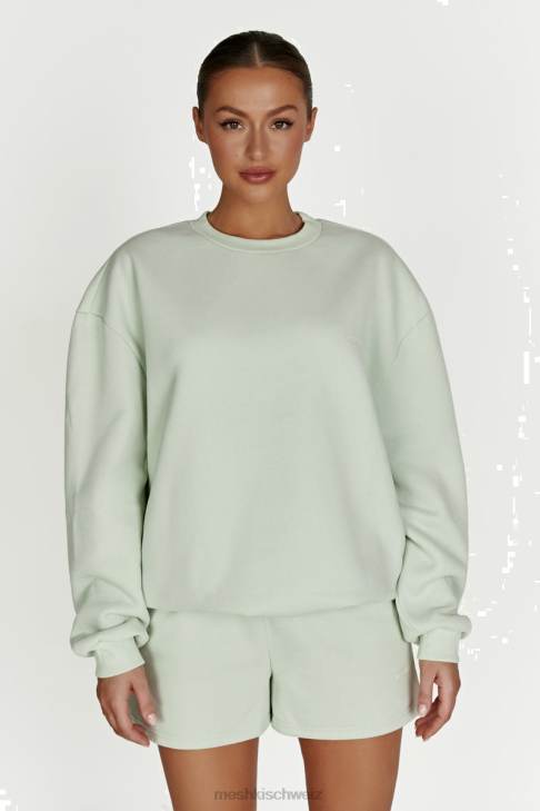 Meshki Phoenix übergroßer Pullover mit Rundhalsausschnitt leichter Salbei Kleidung 060V932
